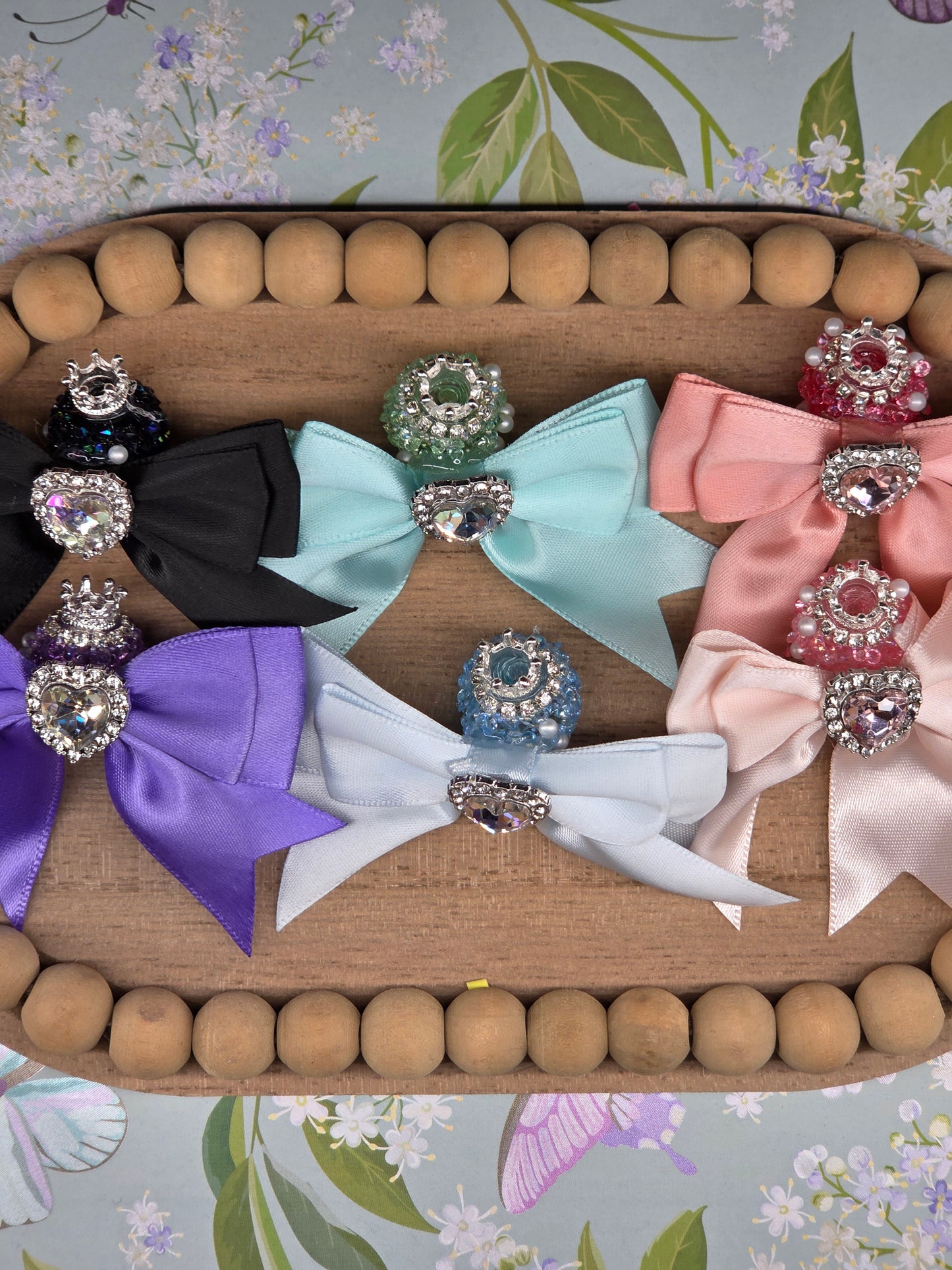 🎀 Bow Beaded Pen Topper | Rhinestone Heart Pen Accessory | Multiple Colors